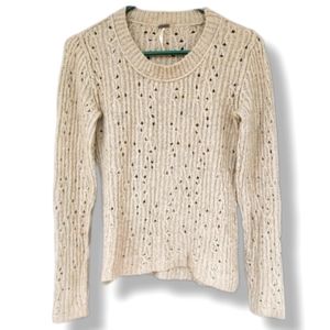Free People Loose Knit Sweater, Oatmeal/Beige, sz. S